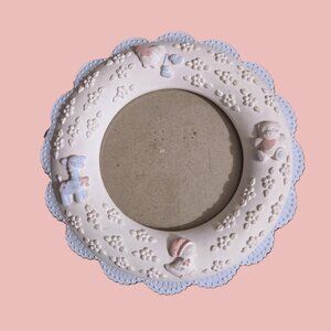 Vintage Russ Ceramic Round Baby Picture Frame